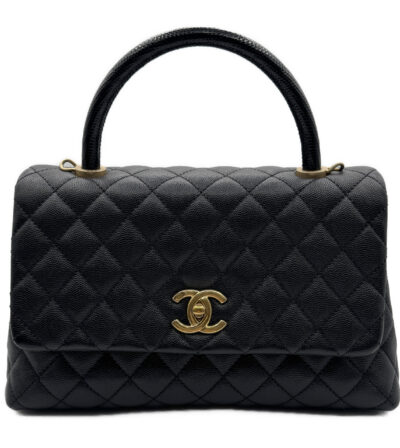 ココハンドル29 黒 キャビアスキン/リザード ゴールド金具