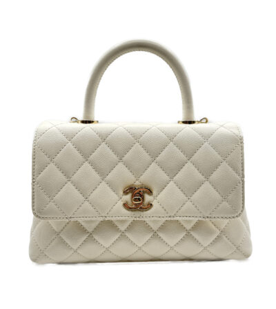 ココハンドルXS 白 キャビアスキン ゴールド金具