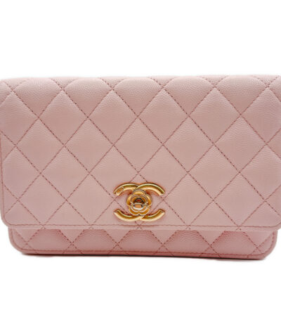 マトラッセ チェーンウォレット カメリア ピンク キャビアスキン ゴールド金具 AP3580